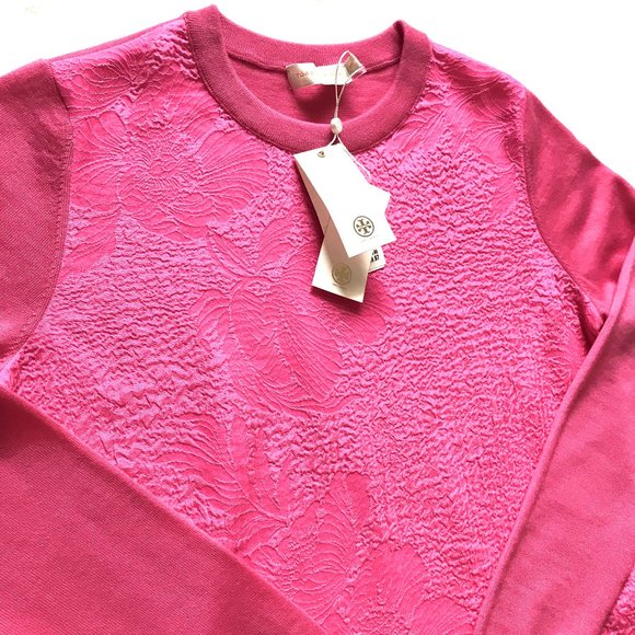New Auc Tory Burch Jonah Textured floral Top - Picture 1 of 8